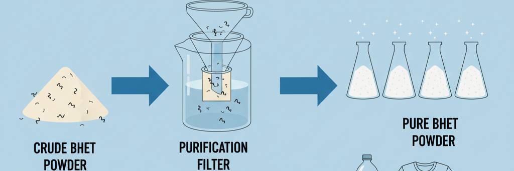 purification of crude bhet powder by filtering