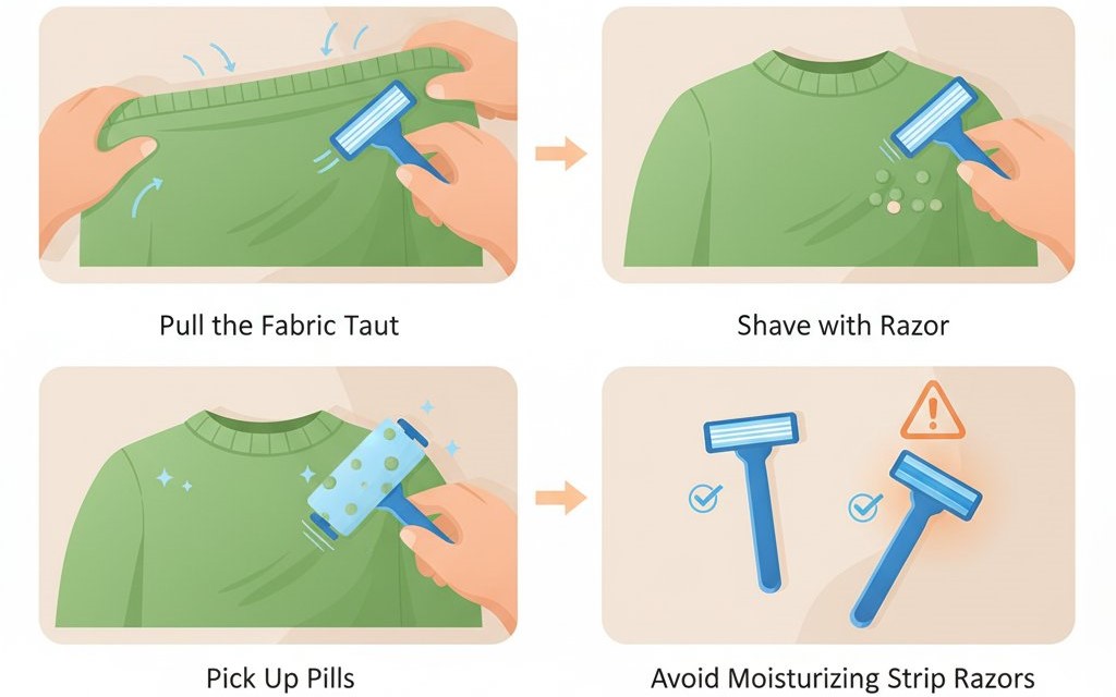 remove pilling from shirt by using a disposable razor.