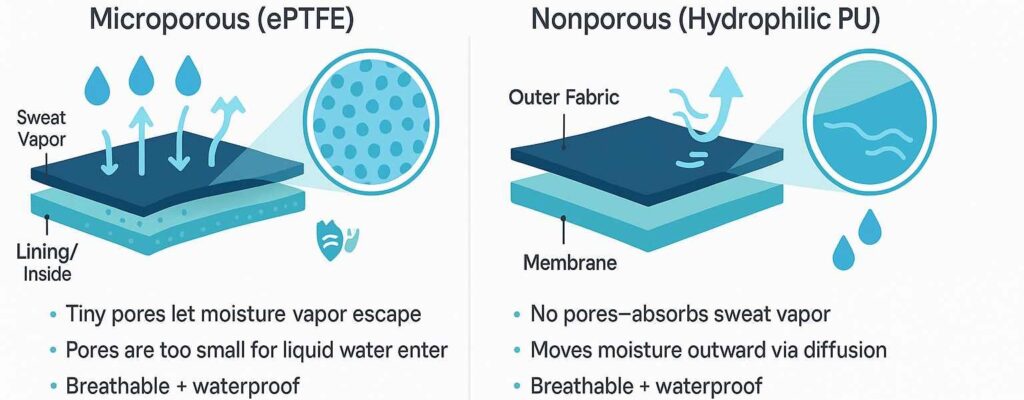 waterproof a fabric by applying membrane technology
