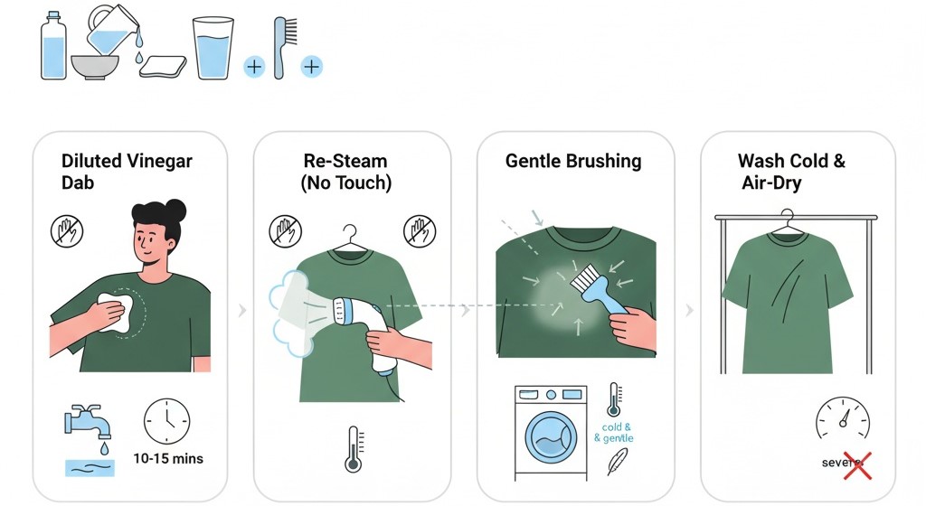 a guide to remove a shiny mark of iron on polyester fabric with white vinegar solution