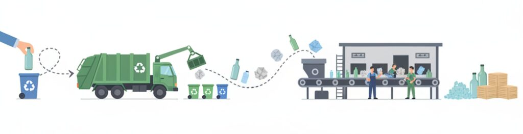 collection of raw material for mechanical recycling of polyester