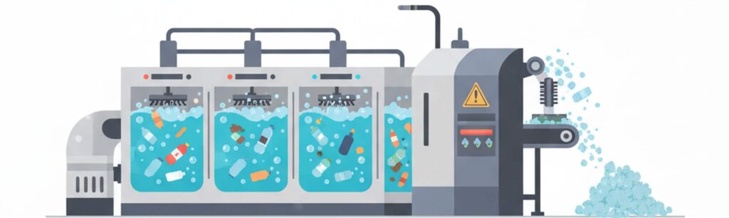 cleaning of raw material for mechanicl recycling of polyester