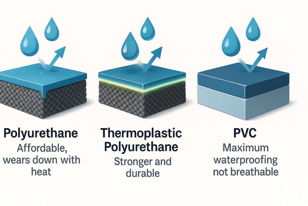 waterproof coating types on a fabric