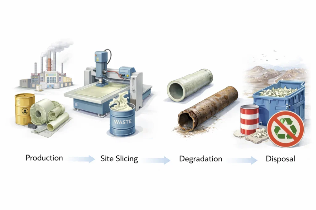 environmental lifecycle and disposal challenges of glass reinforced polyester.