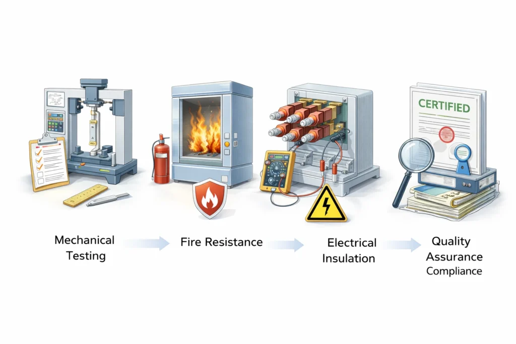 testing and certification processes for glass reinforced polyester materials.
